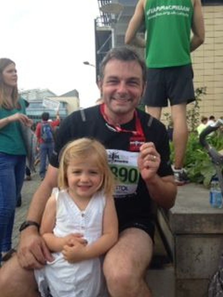 Marc and daughter at the finish line